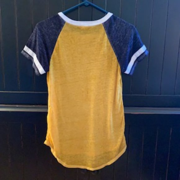 Blue and Gold Urbanology Burnout Baseball T-Shirt - Picture 9 of 10